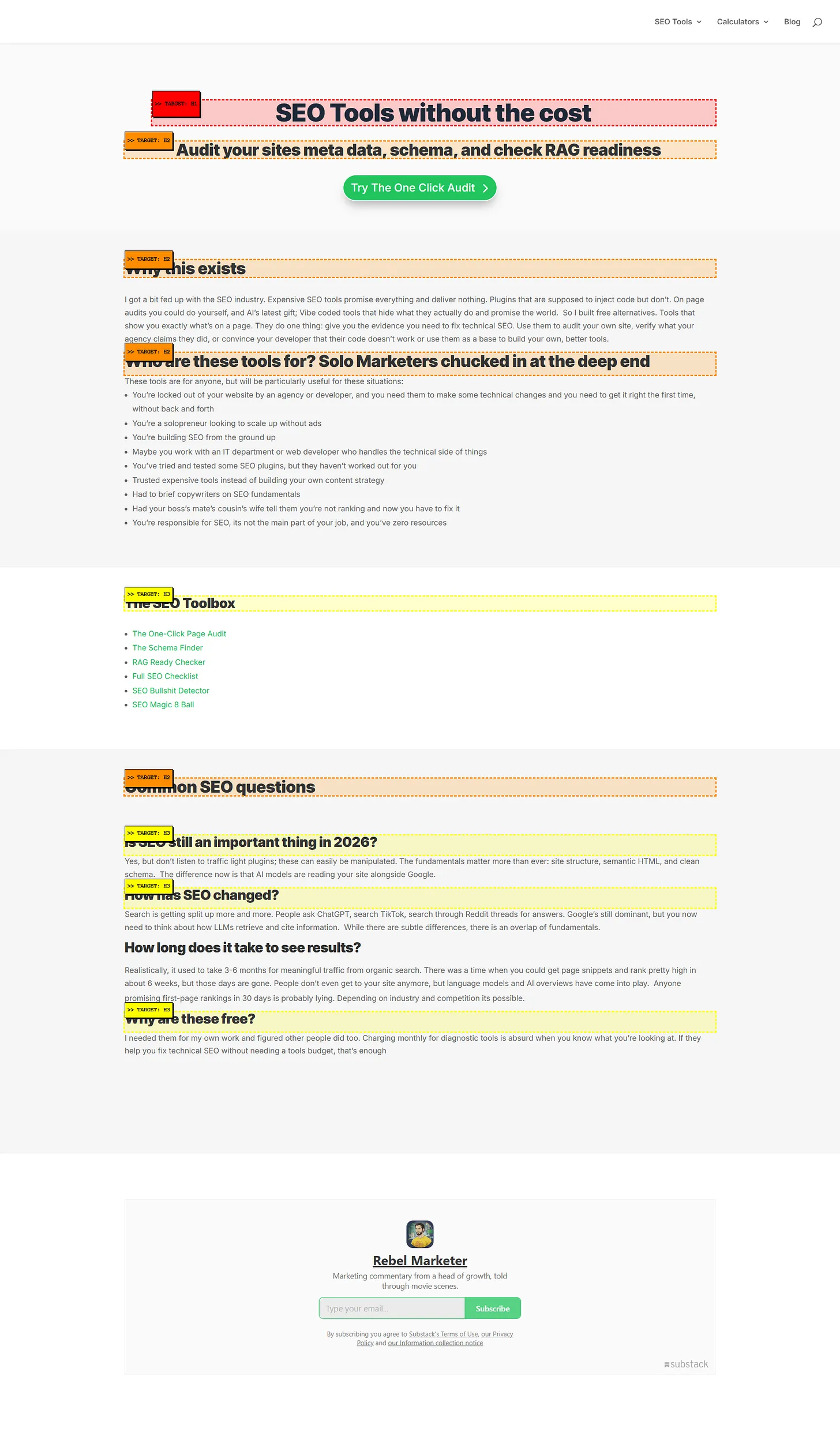 Example of web page with heading structure present