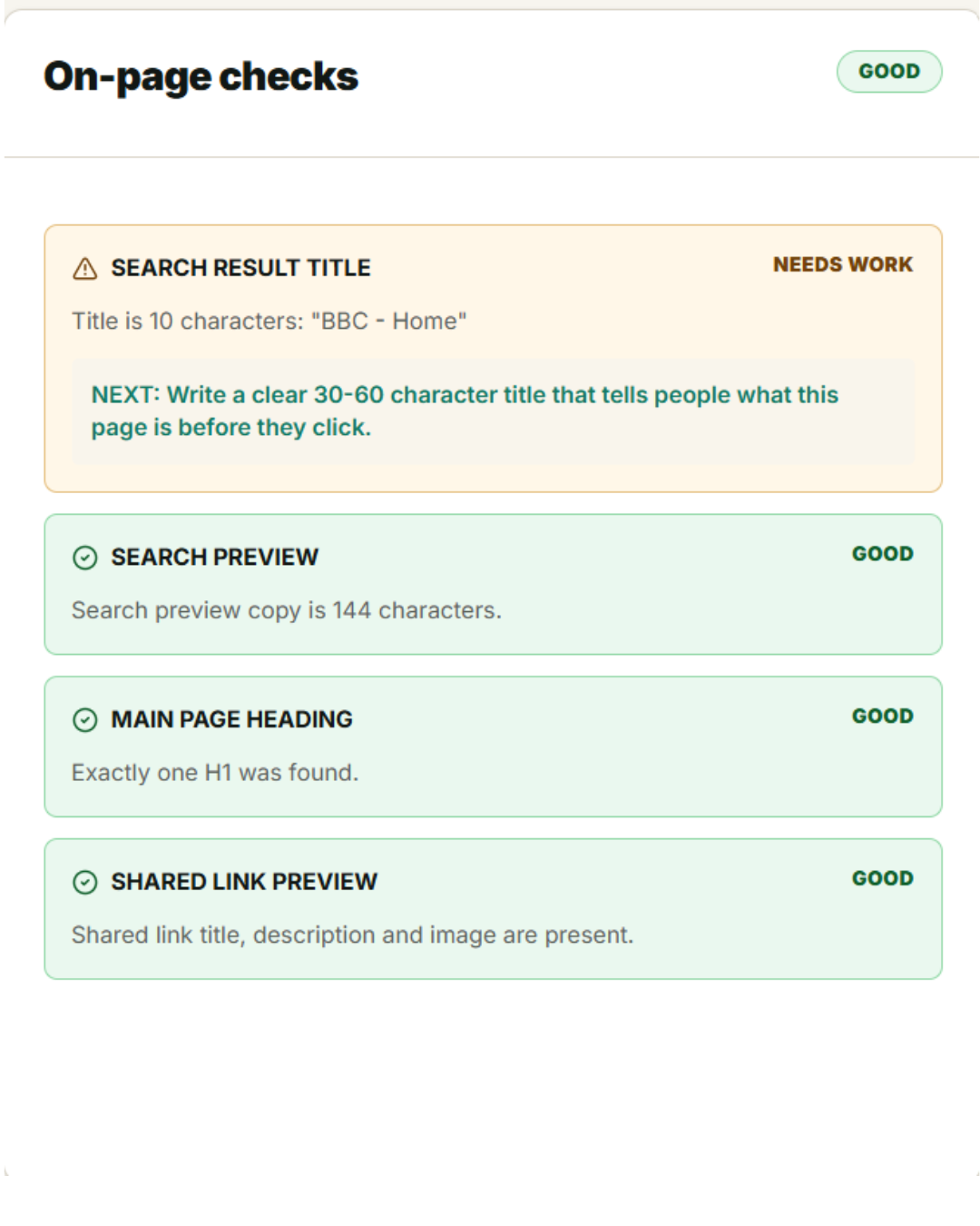 On page checks